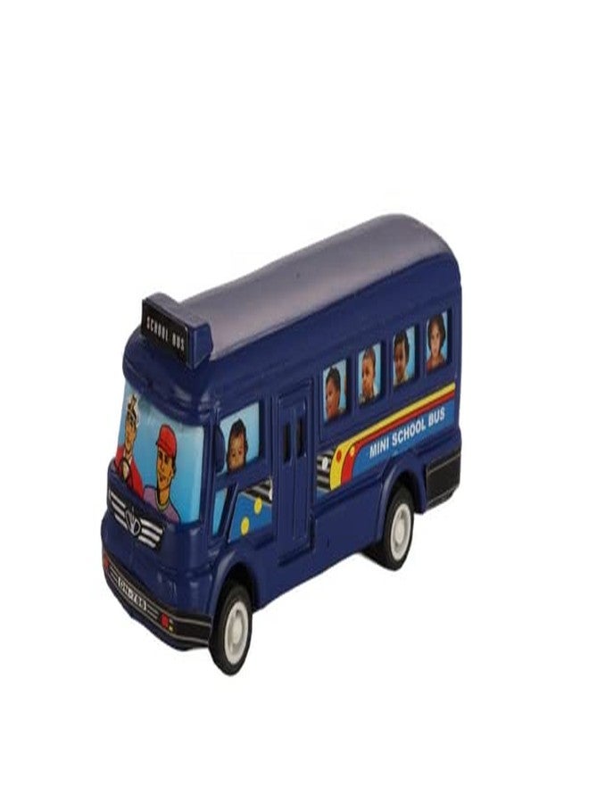 Shinsei Mini School Bus Maintenance Free Pullback Spring Action Race Toy Gift for Boys 3+ Years. Strong ABS Plastic, NO Sharp Edges, BIS Certified. Pack of 1, Color Blue - Image 1